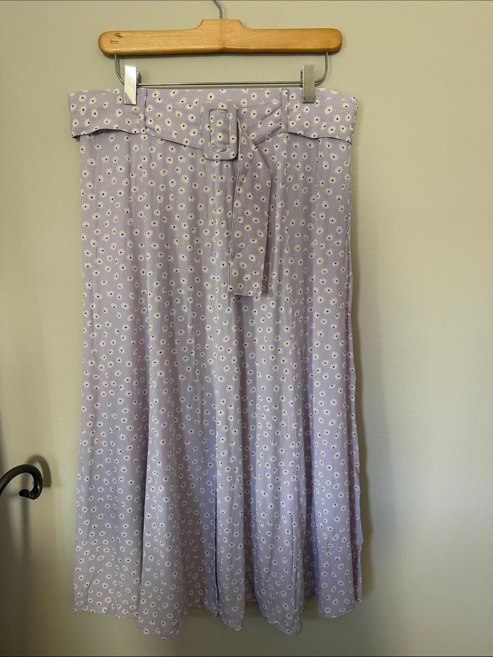 Elodie Lavender Floral Maxi Skirt with Waist Tie and Elastic Waist L